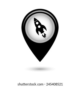 Map pointer with  Rocket icon