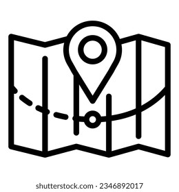 Map with pointer and route line icon, Shipping delivery service symbol, Package tracking vector sign on white background, fast with location icon outline. Vector graphics.