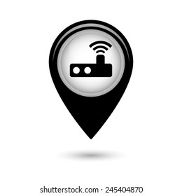 Map pointer with Router icon
