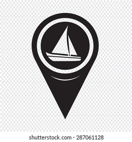Map Pointer Sailing Boat Icon