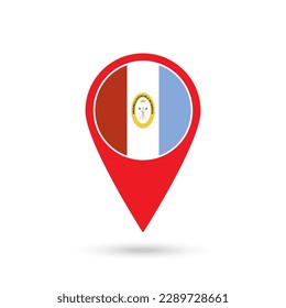 Map pointer with Santa Fe Flag. Vector illustration.