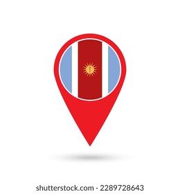 Map pointer with Santiago del Estero Flag. Vector illustration.