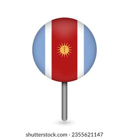 Map pointer with Santiago del Estero Flag. Vector illustration.