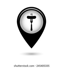Map pointer with Sausage icon