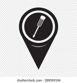 Map Pointer Screwdriver Icon