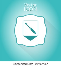 Map pointer with screwdriver icon. Sign options. Flat design style. Made in vector illustration