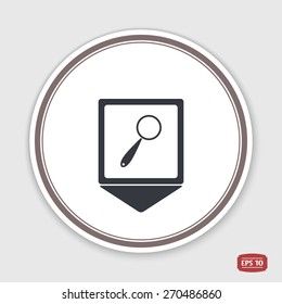Map pointer. Search Icon. Flat style. Made in vector. Emblem or label with shadow.