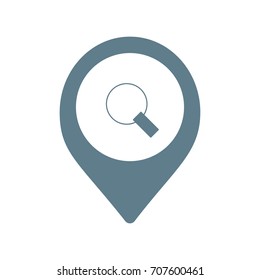 map pointer with search symbol icon