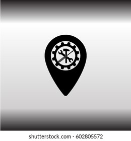 Map pointer service icon, autoservice  vector illustration