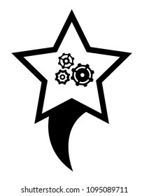 Map pointer with Settings icon. Gears icon and map pin