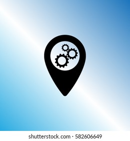 Map pointer with settings vector icon