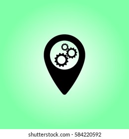 Map pointer with settings vector icon