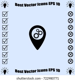 Map pointer with settings vector icon