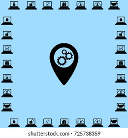 Map pointer with settings vector icon