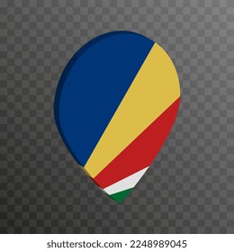 Map pointer with Seychelles flag. Vector illustration.