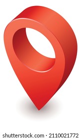 Map pointer. Shiny realistic red geo pin