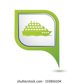 Map pointer with ship icon. Vector illustration