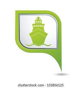 Map pointer with ship icon. Vector illustration