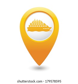 Map pointer with ship icon. Vector illustration