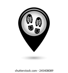 Map pointer with Shoe print icon
