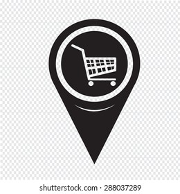 Map Pointer Shopping Cart Icon