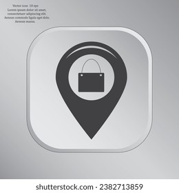Map pointer with a shopping cart symbol