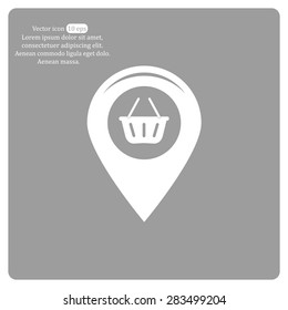 Map pointer with a shopping cart symbol