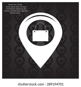 Map pointer with a shopping cart symbol