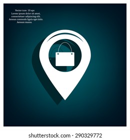 Map pointer with a shopping cart symbol