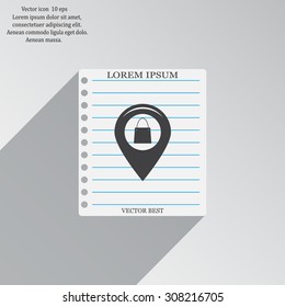 Map pointer with a shopping cart symbol