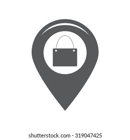 Map pointer with a shopping cart symbol