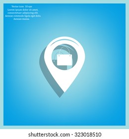 Map pointer with a shopping cart symbol