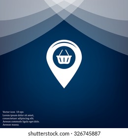 Map pointer with a shopping cart symbol