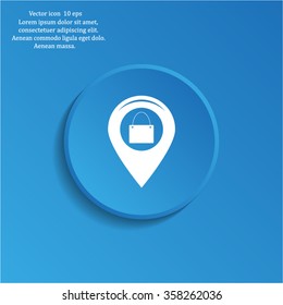 Map pointer with a shopping cart symbol