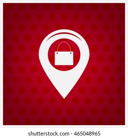 Map pointer with a shopping cart symbol