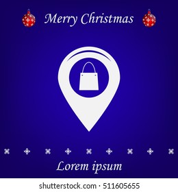 Map pointer with a shopping cart symbol