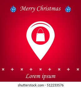Map pointer with a shopping cart symbol