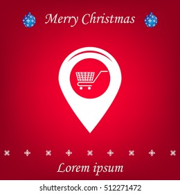 Map pointer with a shopping cart symbol