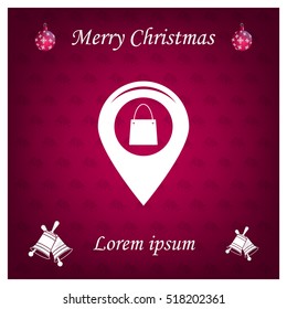 Map pointer with a shopping cart symbol