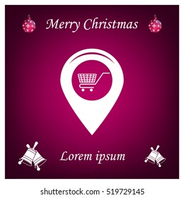 Map pointer with a shopping cart symbol