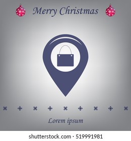 Map pointer with a shopping cart symbol