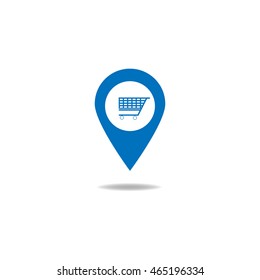 Map pointer with shopping icon