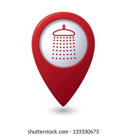 Map pointer with shower icon. Vector illustration