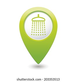 Map pointer with shower icon. Vector illustration