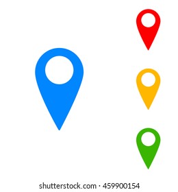 Map pointer sign. Colorful set of icon - blue, red, yellow, green.