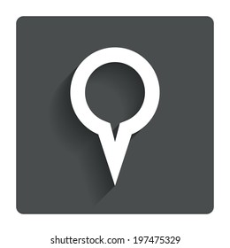 Map pointer sign icon. Location marker symbol. Gray flat button with shadow. Modern UI website navigation. Vector