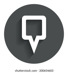 Map pointer sign icon. Location marker symbol. Circle flat button with shadow. Modern UI website navigation. Vector