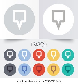 Map pointer sign icon. Location marker symbol. Round 12 circle buttons. Shadow. Hand cursor pointer. Vector