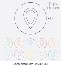 Map pointer sign icon. Location marker symbol. Thin line circle web icons with outline. Vector