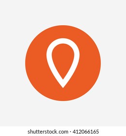Map pointer sign icon. Location marker symbol. Orange circle button with icon. Vector